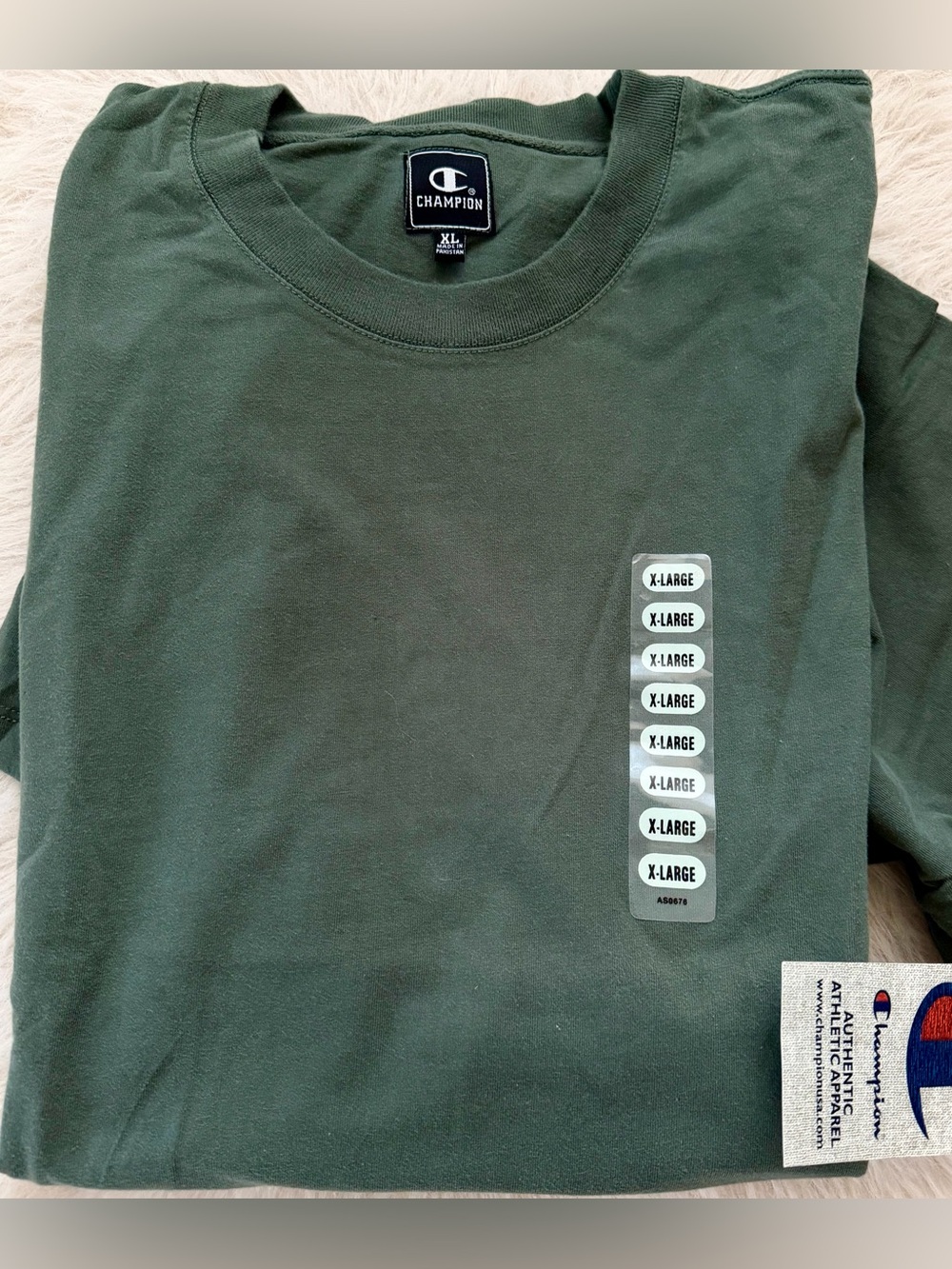 Champion Olive Thyme Green Color Classic Crewneck T-Shirt Men’s Size XL NWT - Picture 2 of 6